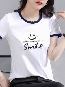 Pure Cotton Short Sleeve T-Shirt Women Summer Top 2025 New Style Short Loose Belly Covering Slimming Small Size