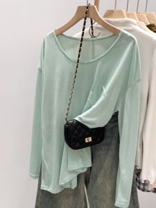 Áo Thun Nữ Dáng Rộng Mùa Hè Bằng Vải Lanh Tre Mỏng Chống Nắng Tay Dài Cổ Tròn Thường Ngày Mùa Xuân Thu Mẫu Mới