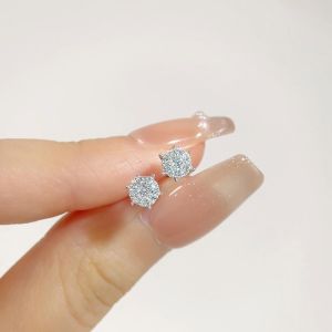 LAZO DIAMOND Six Prong Setting Illusion Halo Diamond Earrings in 9k White Gold