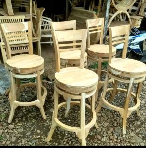 kursi bar bisa putar kayu jati