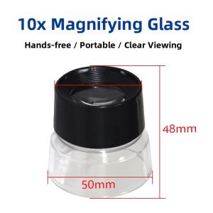 10x Foldable Magnifying Glass with LED Light Full Metal Frame Screen Printing Camera Lens Ten times Magnification Business Supplies