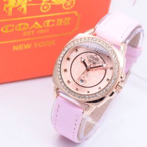 Jam tangan wanita Coach Kulit Diamond Tanggal aktif Free box dan baterai cadangan