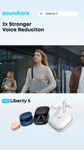 Anker A3957 Soundcore Liberty 5Noise-Cancelling Wireless Earbuds 2x Stronger Voice Reduction Real-Time