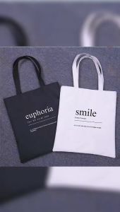 Student Tote Bag Korean Canvas Beg Tuisyen School Bag Black Murah Eco Totebag Canvas Bag Tuisyen bag Tuition bag Beg sekolah Beg Kanvas