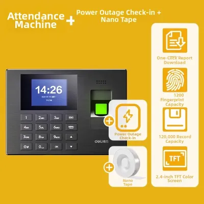 deli | Fingerprint Recognition Time Clock Machine for Office WeChat Integration