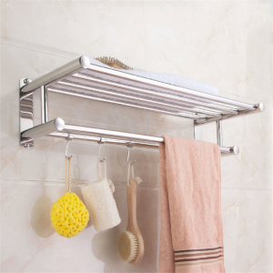 Stainless Steel 304 Thickened Towel Rack Space Saving Bathroom Shelf