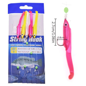 Mr.Lurion 20 Bags Soft Minnow Lure String Hook Rig High Carbon Steel Fishing Hooks Silicone Minnow Bait Saltwater Shore fishing