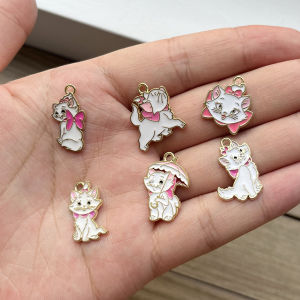 6pcs Disney Marie Cat Charms การ์ตูนสัตว์จี้ทองสี DIY เครื่องประดับทําอุปกรณ์สําหรับสร้อยคอสร้อยข้อมือ