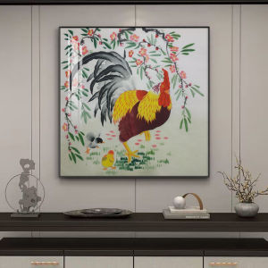 Modern Simplified Chinese Style Rooster Decorative Painting Large Success Masculine Chicken Wall Art for Dining Room Entrance