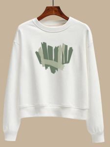 Spring and Autumn White Short Long Sleeves Sweatshirt: A Fashionable Women's Loose Pure Cotton Pullover