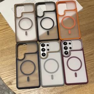 Ốp Điện Thoại Samsung S25FE/S26/S24/S23 Ultra Cao Cấp Chất Liệu Acrylic Mờ Bán Trong Suốt Tích Hợp Nam Châm MagSafe Kèm Bảo Vệ Ống Kính