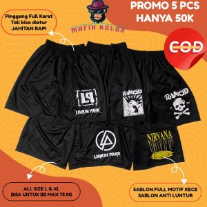 Promo Boxer 100 Ribu Dapat 10 Pcs Kolor Dalaman Pria Wanita SLANK X LIKIN PARK Celana Sport Musik Band Metal Surfing Voli Olahraga Basket Santai Tidur molette pendek