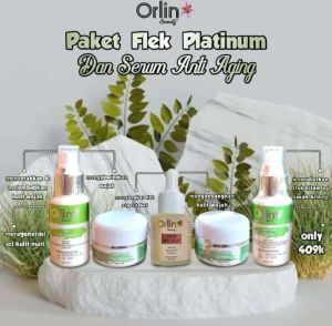 Orlin Beauty  Paket Flek Platinum + Serum Anti Aging / Krim Flek Tebal & Menahun / Skincare bpom ( free jelly pink )