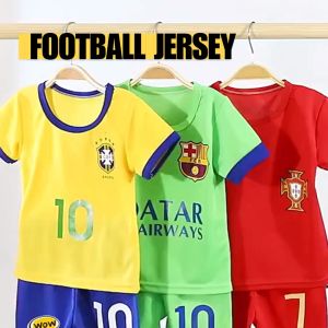 Kids High Quality Football Uniform Jersey Soccer Sports Jersey Set for Kids Boys and Girls 3-10 Years Old