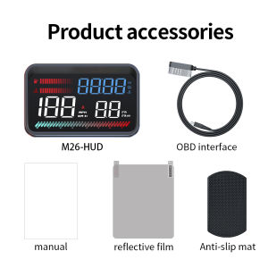 RYSJM | M26 OBD2 Car HUD Head Up Display Digital Speedometer Voltmeter RPM Fuel Consumption Water Temp Gauge With Alarm Car Electronics