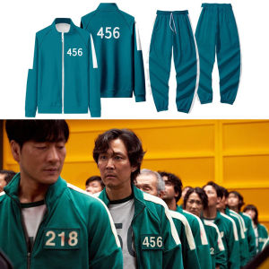 ชุดชุดเกมปลาหมึกสำหรับผู้ใหญ่ชุดเสื้อฮู้ดดี้กันหนาวสำหรับผู้ชายและผู้หญิงชุดเดียวกัน