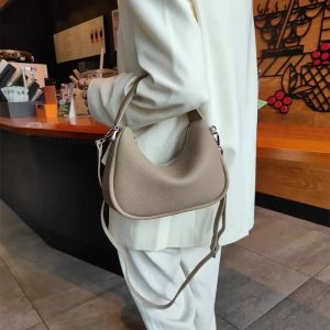 SHUCAI | Genuine Grade Leather Half Moon Bag Womens Cowhide Female Handbag Luxury Designer Brand Ladies Shoulder Crossbody Underarm Bags