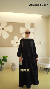NMR Midi Dress Katun Bordir Bolong Vol 3381
