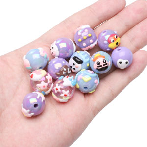 Fashion Acrylic Hand Drawn Beads Round Square Heart Various Styles Loose Spacer Beads For Handmade Bracelet Necklace Keychain DIY Craft Jewelry Making Accessories