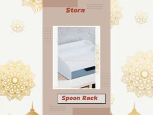 Stora Spoon Rack Tempat Sendok Bertingkat Dengan Laci Warna Abu Mudah Dibersihkan