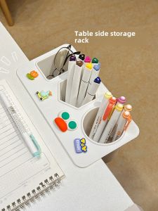 Desk Pen Holder Adhesive Cute Cartoon Student Desk Stationery Storage Box Multi-Functional Desktop Hanging Pen Bucket