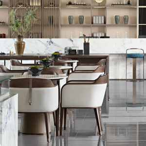 Modern Luxury Chinese Style Dining Chair Hotel Club Combination One Table Four Chairs Customizable Adult Wooden Chair with Armrests