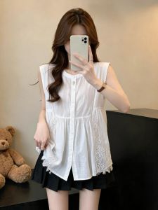 Slim Design Lace Splicing Sleeveless Tank Top Summer