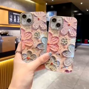 Ốp Lưng Họa Tiết Hoa Halogram Lấp Lánh Cho IPhone XSMAX/11/12/13/14/15 PLus Pro Promax