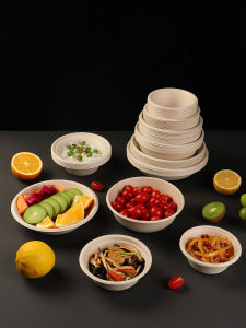 Degradable Thickened Disposable Paper Bowl round Shape Fast Food Box Commercial Sample Bowl Household Dishware One-time Bowl