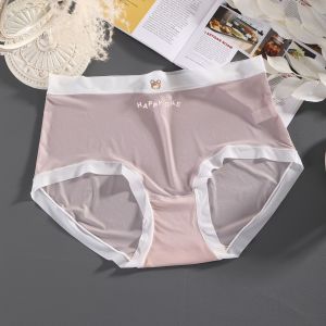 Girls Ice Silk Underwear Thin Breathable Seamless Quick Dry mid Waist Triangle Shorts Comfortable Anti-Bacterial Childrens Innerwear