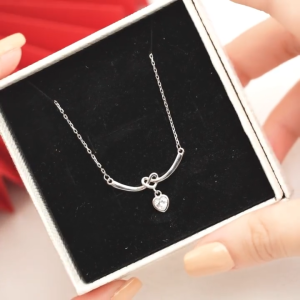 Dây Chuyền Nữ Bạc HGJG Thiết Kế Hình Trái Tim Dây Chuyền Mặt Cố Đinh Trang Sức Bạc 925 Cao Cấp
