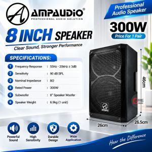 [Per PCS Price] Ampaudio WP8 8" 300W WP10 10" 400W WP12 WP15 12" 500W 15" 600W Professional Loud Speaker** Only Accept 2pcs order**