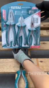 Bộ 3 kìm đa năng TOTAL THT1K0301 Kềm cắt kềm răng điện kềm mũi nhọn thép CrV siêu cứng bền cắt kẹp tuốt dây điện cáp kẽm