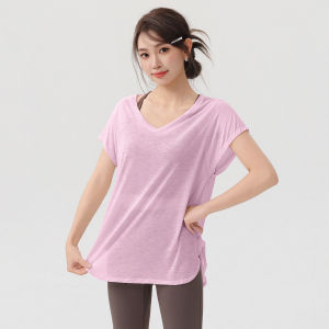 DRUR | Slimming V-neck Fitness T-shirt for Running Training Pilates Yoga