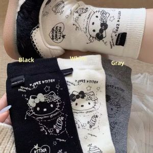 JIFANPAUL | HelloKitty Sketch Design Soft Cotton Cuff Medium Socks