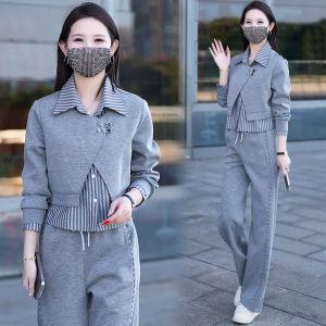 Bộ Đồ Thể Thao Hai Mảnh Thời Trang Xuân 2025 Cho Nữ Bộ Đồ Cotton Dài Tay Cổ Bẻ Thường Ngày Hợp Thời Trang