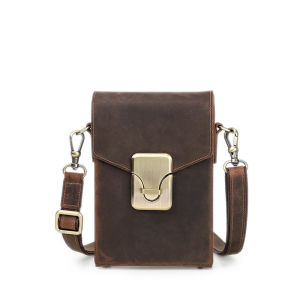 Hiram Crazy Horse Leather Men Shoulder Bag Small Crossbody Cellphone Bag Casual High Quality Sling Bag Men Bag