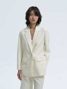 Early Autumn Commute Silk Wool Jacquard Notch Collar Suit