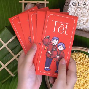 Set 10 Bao lì xì Tết Gia Đình Đoàn Viên Thiết Kế Độc Quyền Q.GLA - Kích Thước 8x16cm