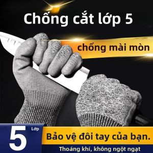 Găng Tay Chống Cắt Cấp 5 Chống Trượt Chống Mài Mòn Cho Xưởng Bếp Nâng Kính Găng Tay An Toàn Lao Động Chất Liệu HPPE