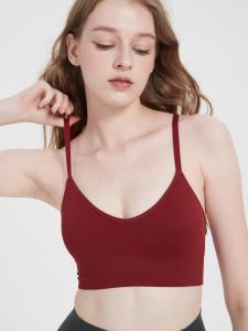 Mimiuomi Yoga Sports Bra Breathable V-neck Triangle Cup Underwear Womens Medium Support Fitness Innerwear Elastic Bandage