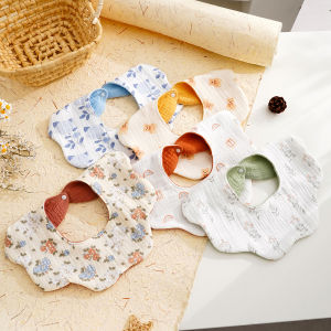 Happyflute 1 Pc Newborn Baby Bibs Infant Burp Cloths Absorbent Bandana Drool Bib for Teething and Drooling 100% Cotton Baby Bib