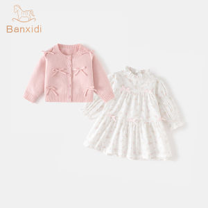 Princess Style Spring Fashion Baby Girl Dress Set High Waist Long Sleeve Floral Print Mid-Length Two-Piece Outfit for Ages 6m-6y