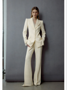 Acetate Lace Waist-cinching Suit with Bell Bottom Trousers