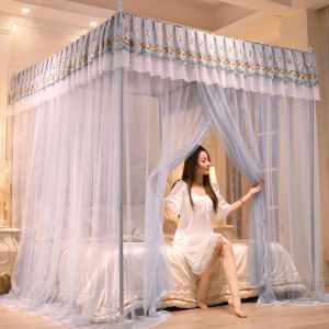 Luxury Floor Standing Embroidered Mosquito Net Princess Style Bedroom Decor Thickened Bracket for General Use in Summer