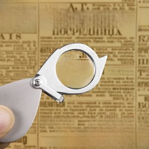 MONLEYTA | Portable Foldable 30x Magnifying Glass High Definition Reading Lens Mini Metal Keychain Senior Citizen High Power 1000x Magnifier