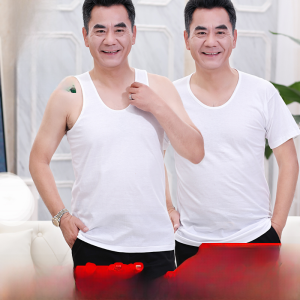 Middle-Aged and Elderly Vest Mens Pure Cotton Undershirt Summer Men Loose Old Man Shirt Sweat-Absorbent Hurdle Vest round Neck White Short Sleeve