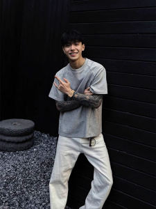 Cleanfit Heavyweight Air Cotton Short Sleeve Mens T-shirt Shoulder Width Regular Fit American Style Half Sleeve round Neck Casual Top