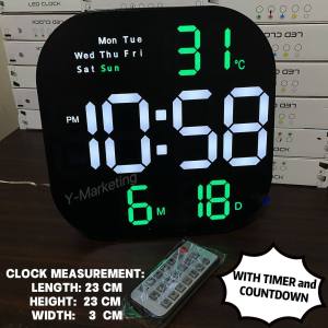 6633 Square Digital Alarm Clock With Timer And Countdown (Can Also Wall Hang Or Stand)
