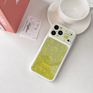 Sanrio | Cute Checkered Hello Kitty Phone Case Large Window Lens Protector Shockproof Soft TPU Cartoon Cover For iPhone 16 15 17 Pro Max